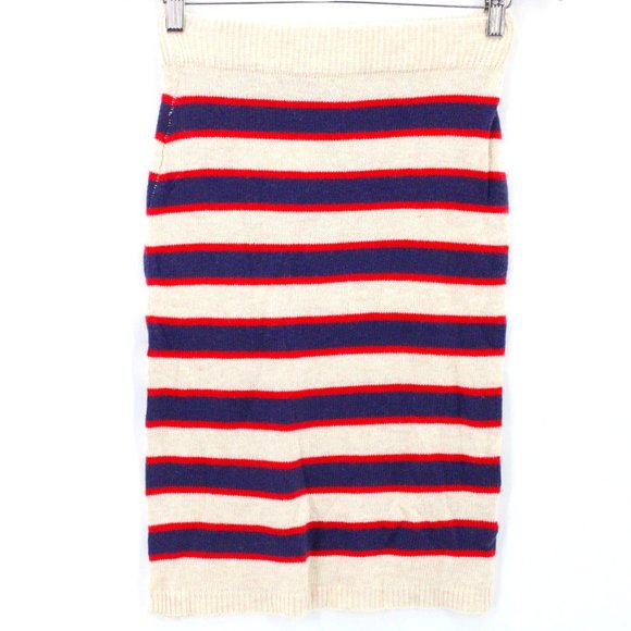 Mo:vint Pencil Skirt Womens Beige Striped Knit Stretch Small S New With Tags - Picture 1 of 9